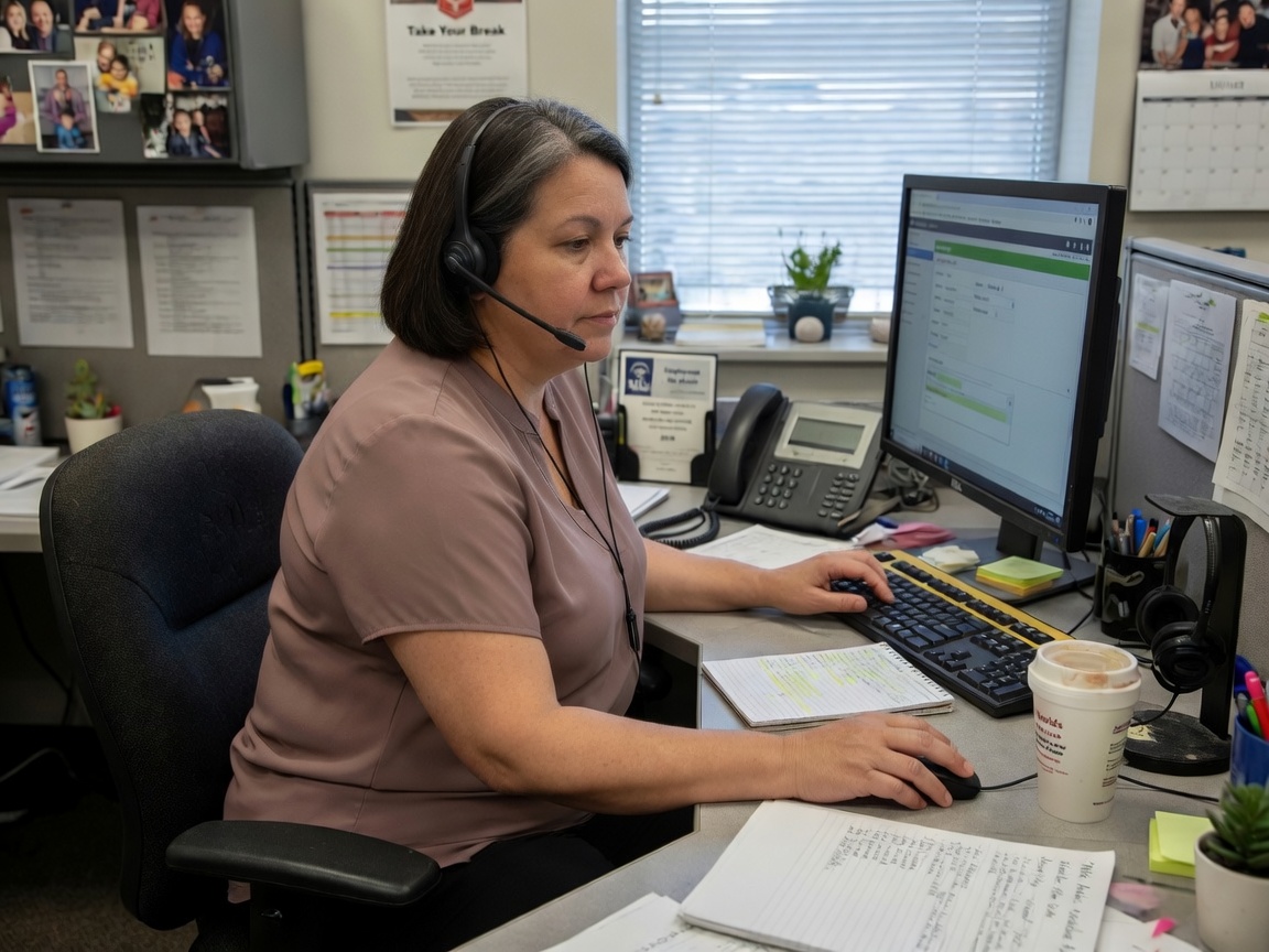 Call center agent working